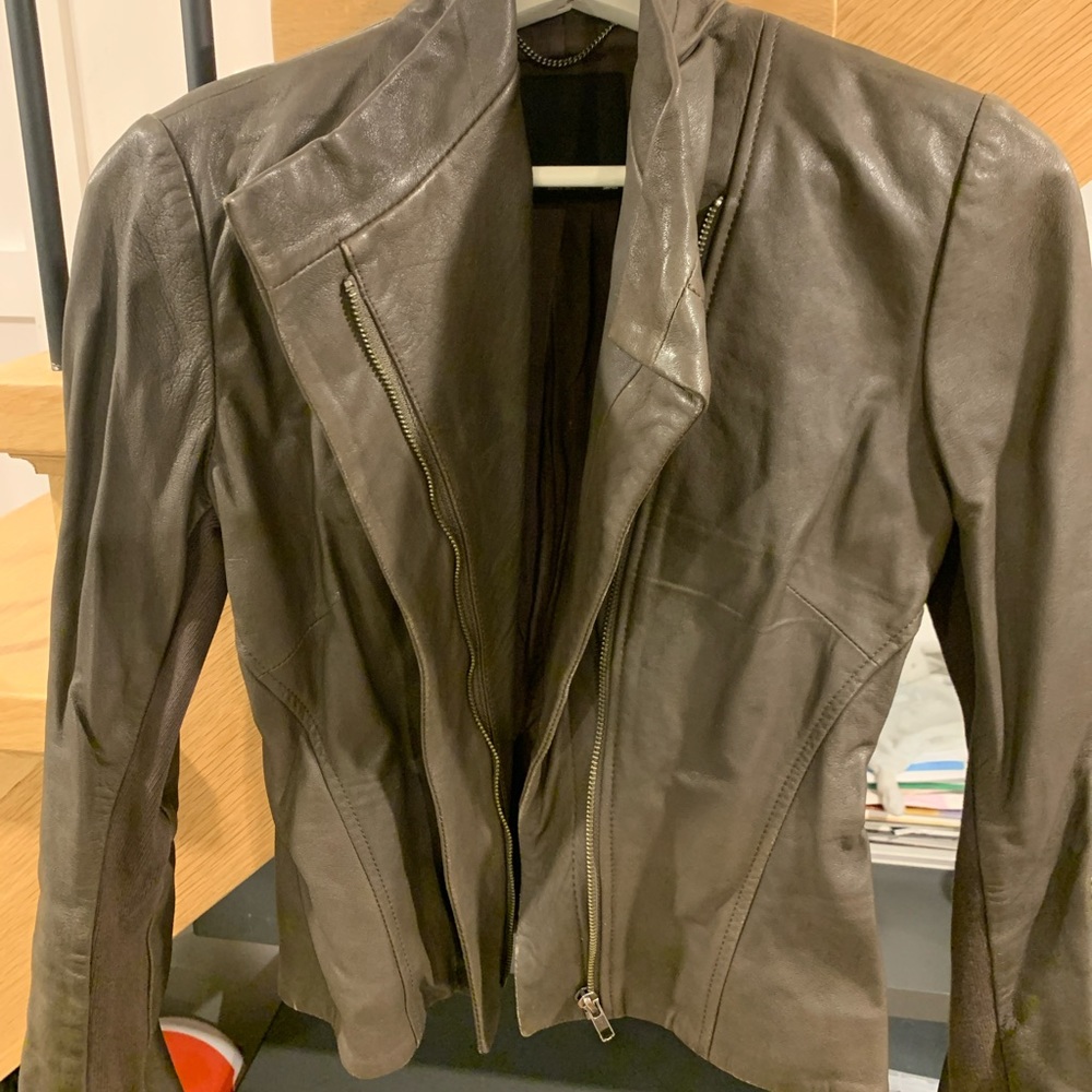 Brown lamb leather jacket size small